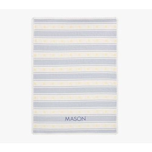 Star Matelasse Stripe Jacquard Baby Blanket , Blue
