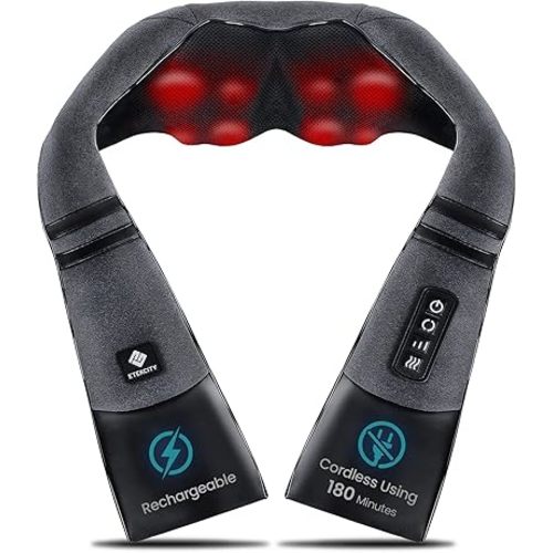 Etekcity FSA Eligible Cordless Neck Massager with Heat for Pain Relief Deep Tissue, FSA Wearables, Rechargeable Shiatsu Back Shoulder Massage Tool, Best Gift for Mother, Father, HSA Items