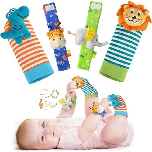 URMYWO Wrist Rattles for Baby, Rattle Socks, Baby Toys for 0-12 Months
