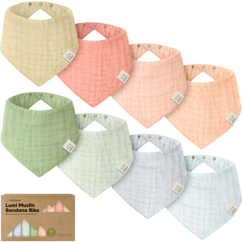 8-Pack Lumi Muslin Bandana Bibs - Dew / One Size