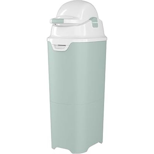Foundations Tall Diaper Pail with Airtight Lid, Durable & Odorless Diaper Disposal, Large Capacity, Holds up to 60 Newborn Diapers, Refill with Any Bags, Green