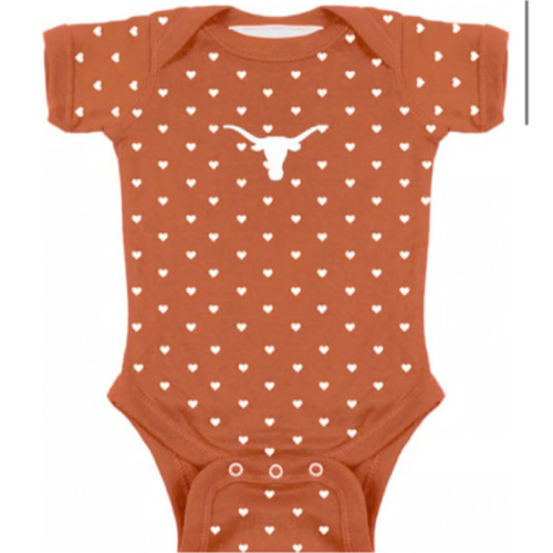 Texas Longhorns BURNTORANGE Baby Heart Romper - 10190903