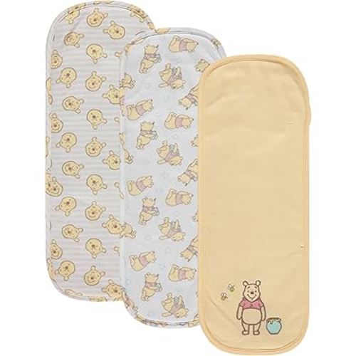 Disney Baby Burp Cloths 3 Pack – 100% Cotton – Mickey Mouse, Minnie Mouse, Winnie The Pooh, Dumbo – Soft & Absorbent Newborn Essentials for Boys & Girls