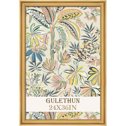 GULETHUN 24x36 Frame, Transitional Modern Design Picture Frames, 24 by 36 Rustic Poster Frame for Home Decor, Gold Vintage Photo Frames, Horizontal or Vertical Display, Choose Size & Color