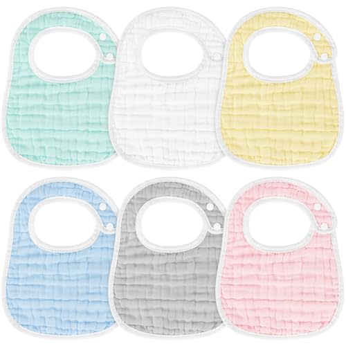 Accmor Muslin Baby Bibs, 6 Pack Soft Cotton Baby Bandana Drool Bibs for Boys Girls Teething and Drooling
