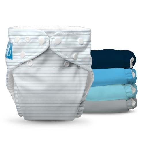 Reusable Cloth Diapers: One Size with Fleece (Pack of 5) - Pastel Blue