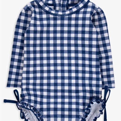 Gingham Long Sleeve One Piece Rash Guard