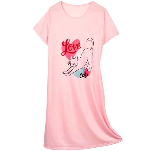 DAKIMOE Cotton Nightgowns for Women Soft Cotton Short Sleeve Night Shirts Womens Print Sleep Shirts Loose Comfy Pajamas Sleepwear
