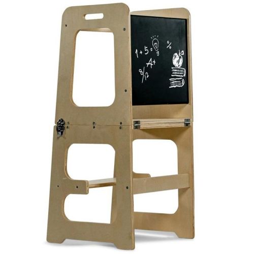 Avenlur Date - Wood Step Stool, Desk and Chalkboard - Natural