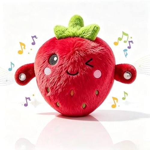 Musical Interactive Plush Toy, Musical Sensory Toy with Dual Play Modes, Soft Plush Toy with Human Touch Sensors for Shared Interactive Play, Christmas Birthday (Red)