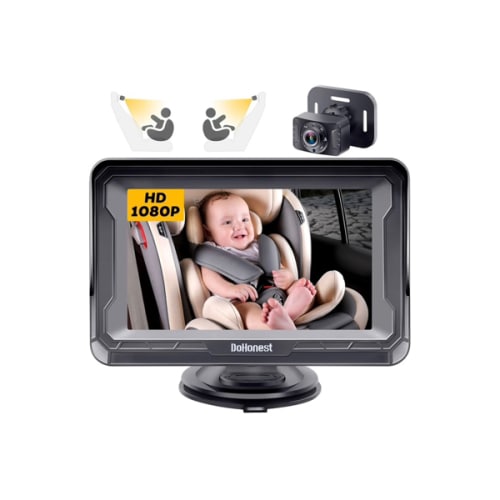 DoHonest Baby Car Camera HD 1080P - Rear-Facing Car Baby Monitor with Night Vision, Adjustable View Angle, Easy Setup, Anti-Glare Display, Safety for Kids & Infants