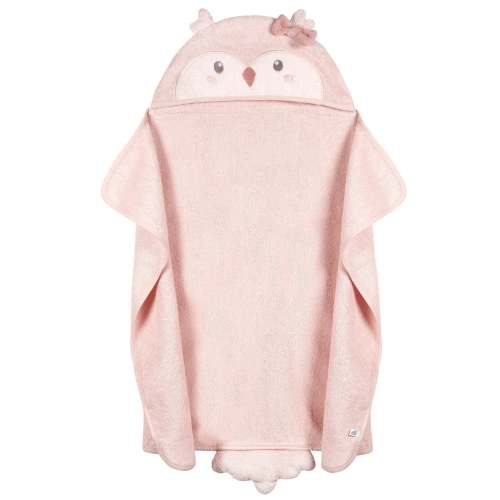 Baby Girls Pink Owl Hooded Bath Wrap