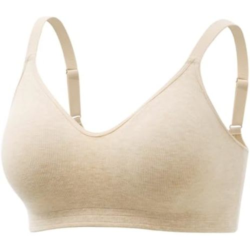 Momcozy Seamless U.S. Cotton Wireless Bras for Women, Comfortable Full Coverage Bra with Fixed Pads for Everyday Wear