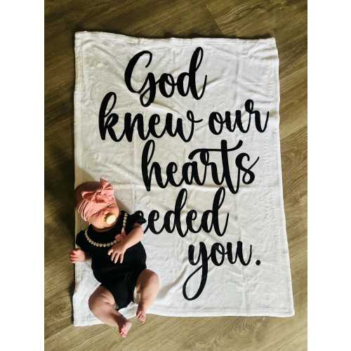 God Knew Our Hearts Needed You Blanket - Velveteen Plush Blanket - Rainbow Baby Blanket - Hosptial Blanket - Rainbow Nursery Decor - Baby