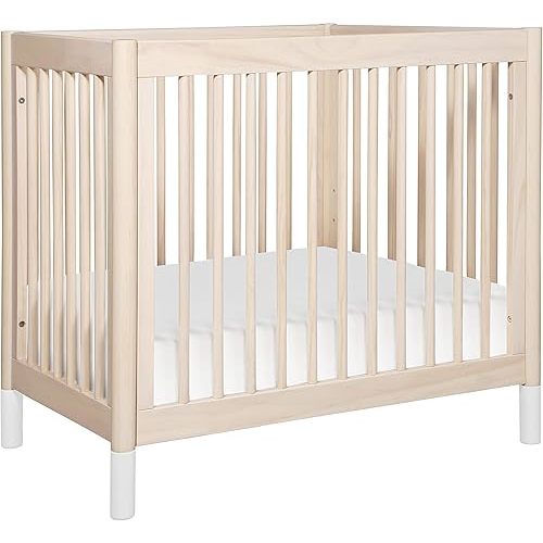 Babyletto Gelato 4-in-1 Convertible Mini Crib in Washed Natural and White, Greenguard Gold Certified