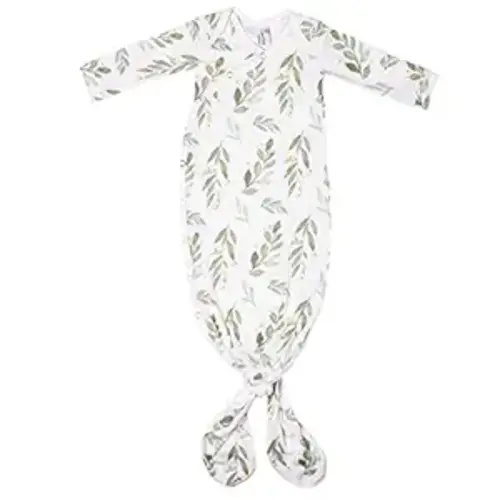 Copper Pearl Baby Gown - Knotted Newborn Sleepers for Baby Boy and Girl, Soft Stretchy Long Sleeve Infant Gowns with Bottom Tie and Hand Mittens, Perfect Hospital Coming Home Outfit (Fern)
