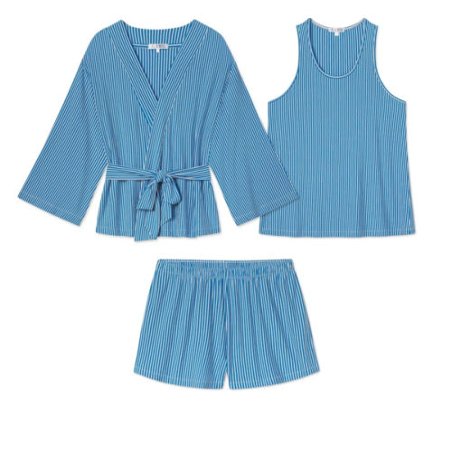 LAKE | Women | DreamModal® Pajamas | Cape Pencil Stripe Kimono Shorts Bundle