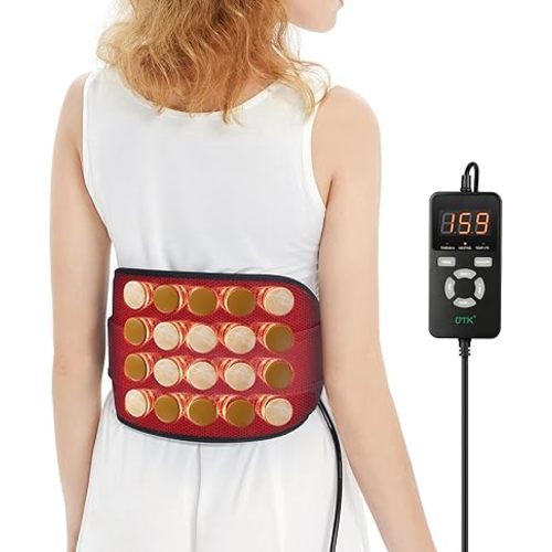 UTK Far Infrared Heating Pad for Back Pain Relief, Hot to 159℉, Gift for Women Men, Heating Pads for Lower Back, 24 Timers Auto-Off, 20 Natural Jade, 35-55" Adjustable Size