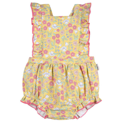 Baby Girls Yellow Floral Ruffle Strap Bubble Romper – Gerber Childrenswear
