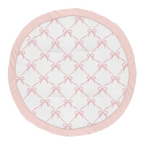 Sweet Jojo Designs Baby Play Mat (Pink Bows) for Girls, Infant, Toddler Tummy Time Activity Floor Playmat (Blush and White Bow for The Ballerina, Ballet Dancer, Princess Collection)