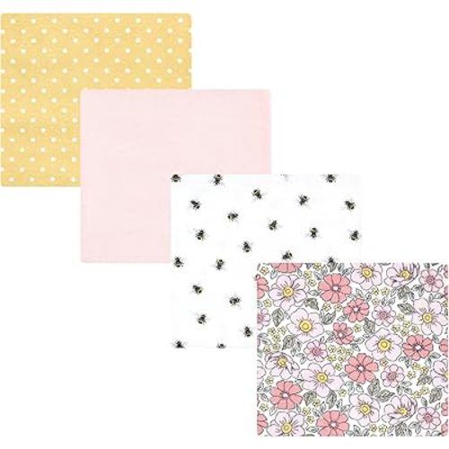 Hudson Baby Unisex Baby Cotton Flannel Receiving Blankets, Pink Yellow Pretty Floral, One Size