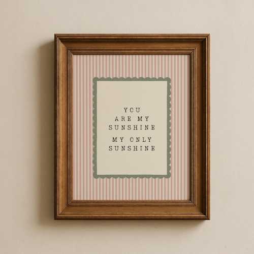You Are My Sunshine Nursery Wall Art | Cottagecore Kids Room | Printable Digital