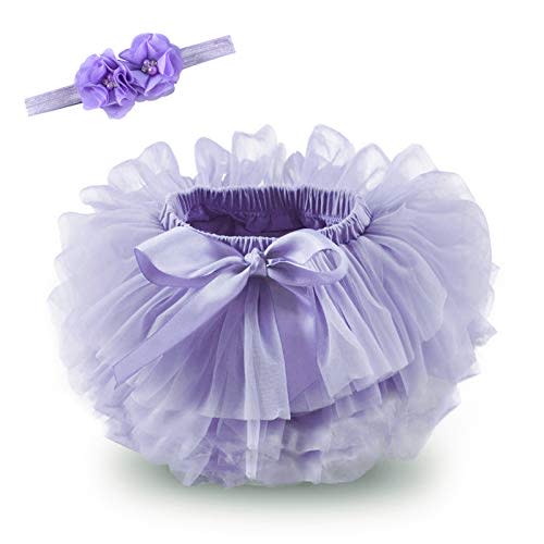 Tutu.kk Toddler Tutu Skirt for Baby Girl with Diaper Cover, Soft Baby Tutu Dress 0-36 Months with Flower Headband