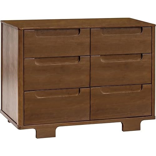 Babyletto Yuzu 6-Drawer Dresser with Over 10-Inch Drawer Extension in Natural Walnut, Greenguard Gold Certified