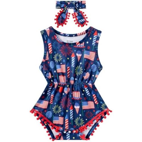 BFUSTYLE Baby Girl Clothes 0-24 Months Outfit Sleeveless Infant Romper Bodysuit with Headband