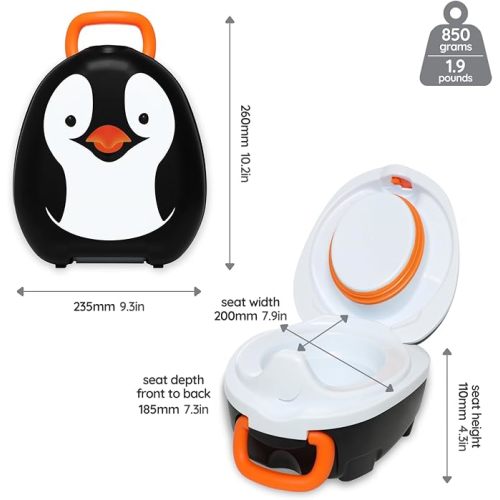 My Carry Potty - Penguin Travel Potty, Award-Winning Portable Toddler Toilet Seat for Kids to Take Everywhere