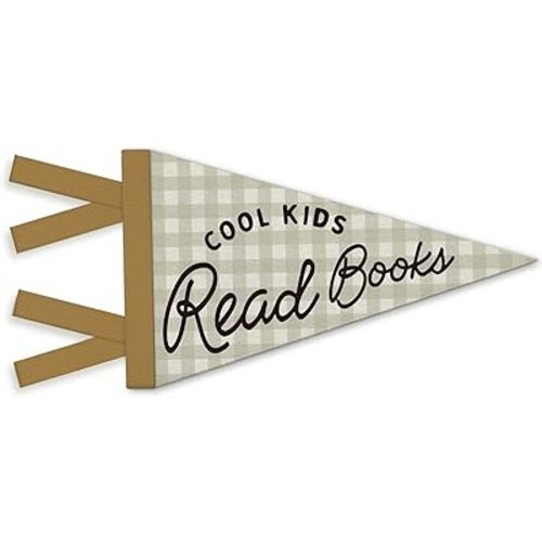 Reading Corner Decor for Classroom, Cool Kids Read Books Wall Felt Pennants Banners Flags, Retro Gray Checkered Wall Hanging Decor for Library Reading Room Kids Bedroom Classroom