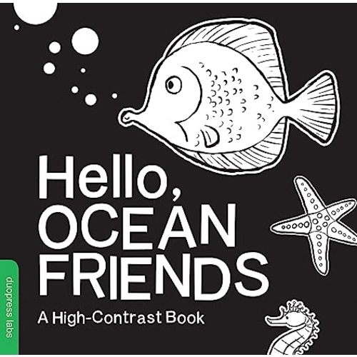 Hello, Ocean Friends: A Durable High-Contrast Black-and-White Board Book for Newborns and Babies (High-Contrast Books)