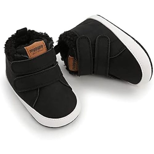 HsdsBebe Baby Ankle Boots Infant Boys Girls Fleece Booties Anti-Slip Soft Sole Sneakers Toddler Newborn Walking Crib Shoes