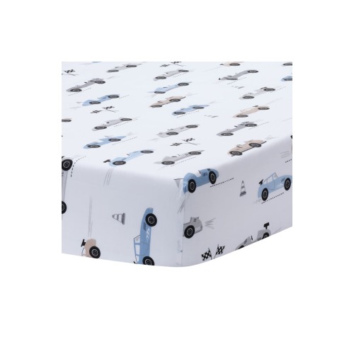 Little Racer Cotton Cars/Transportation Fitted Crib/Toddler Sheet