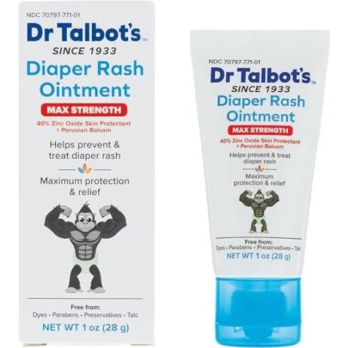 Dr. Talbot's Maximum Strength Diaper Rash Ointment - 1 oz - Zinc Oxide Skin Protectant with Peruvian Balsam - Treats and Prevents Rash