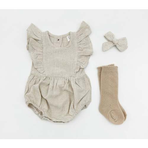 Gabriella Sleeveless Romper 3pc Set – Olive and Cradle