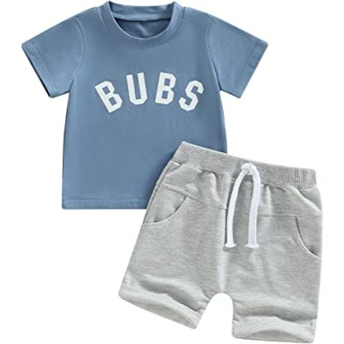 Rtnnsbbfcm Newborn Baby Boy Summer Clothes Set Short Sleeve Letter T-Shirt Top Shorts with Pockets 2Pcs Casual Outfit