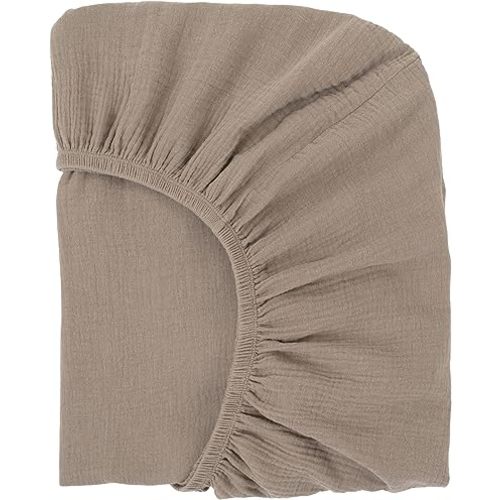 Nora's Nursery Muslin Crib Sheets - 100% Organic Cotton Crib Sheets - Fits Standard Crib and Toddler Bed Mattress Size - Breathable & Fitted Crib Sheet for Baby Girl & Boy - Fawn Brown
