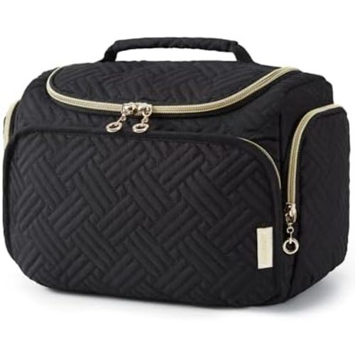 BAGSMART Travel Toiletry Bag for Women, Cosmetic Bag Makeup Bag Organizer with Handle, Travel Bag for Toiletries, Travel Accessories, Full Sized Container