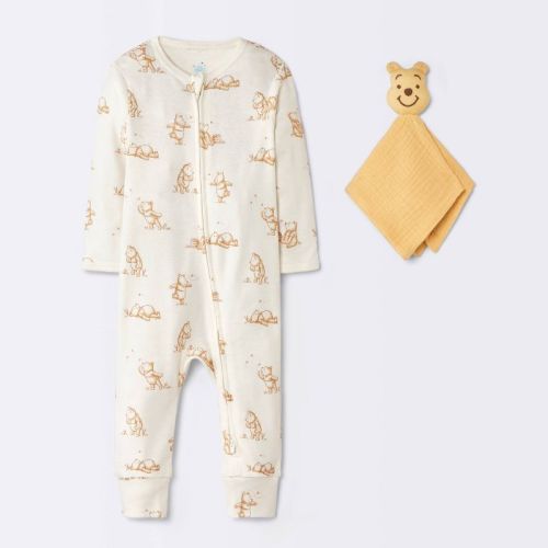 Baby 2pc Winnie The Pooh Romper and Toy Gift Set - Cloud Island™ Cream 6-9M