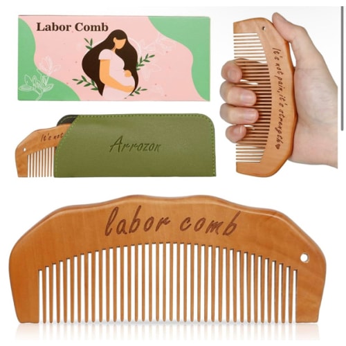 Arrozon Birth Comb for Women Labor, Hospital Bag Must Haves for Pregnant Mom, Wooden Labor comb Natural Labor and Delivery Essentials, New Mom Gifts Birthing Comb