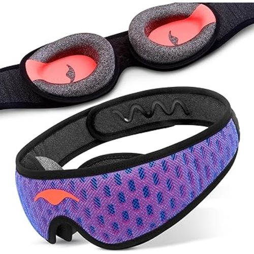 Manta Pro Sleep Mask - 100% Light Blocking Sleep Mask for Side Sleepers, Breathable and Comfortable, Spacious & Zero Pressure for Long Lashes, Perfect for Sleep/Travel/Nap/Shift Work