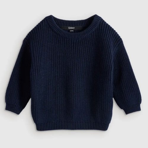 100% Organic Cotton Fisherman Tunic Sweater in Navy