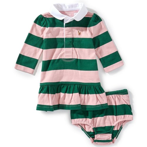 Ralph Lauren Baby Girls Long-Sleeve Striped Rugby Dress