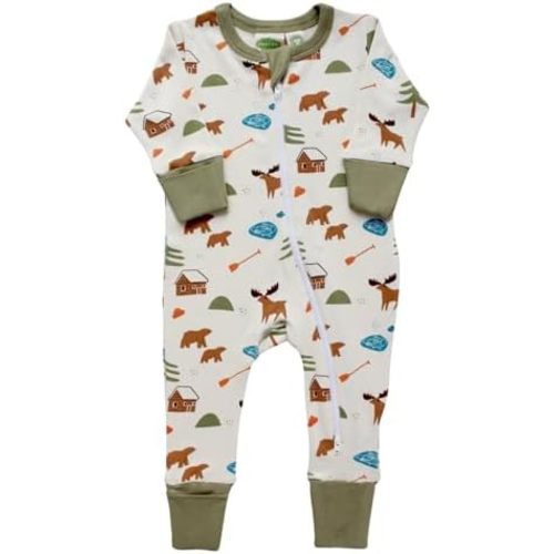 Parade Organic Signature Print '2-Way' Zip Romper - Long Sleeve