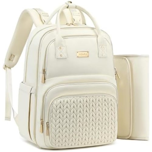 AIJIEKE Diaper Bag Backpack, Large Multi-functional Diaper Backpack, Beige