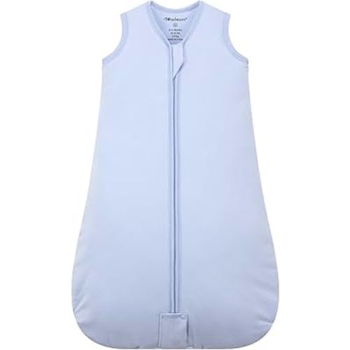 Mosebears Sleep Sack Baby Winter Wearable Blanket with 2-Way Zipper,2.5 TOG Cotton Sleep Sack Unisex (Fog Blue, 6-12 Months)