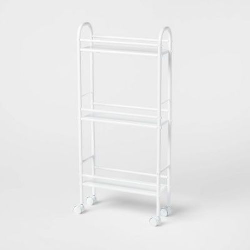 3 Shelf Narrow Metal Storage Cart White - Brightroom™