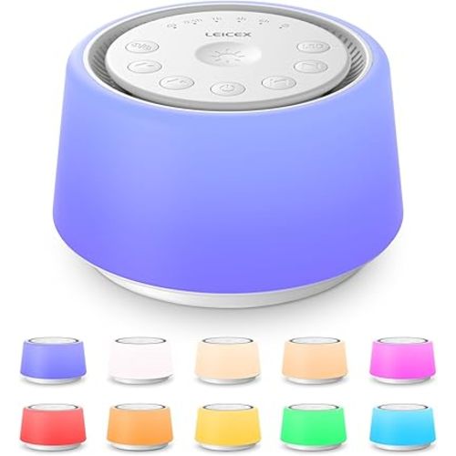 White Noise Sound Machine | Sound Machine for Baby Rechargeable | 30 Soothing Sounds | 10 Colors Night Light | White Noise Machine for Sleep Baby Adults Portable Sound Machine for Home Travel