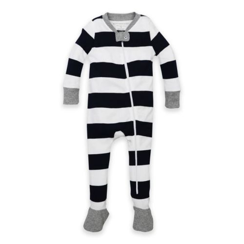 Burt's Bees Baby® Size 12M Rugby Stripe Organic Cotton Footed Pajama in Navy